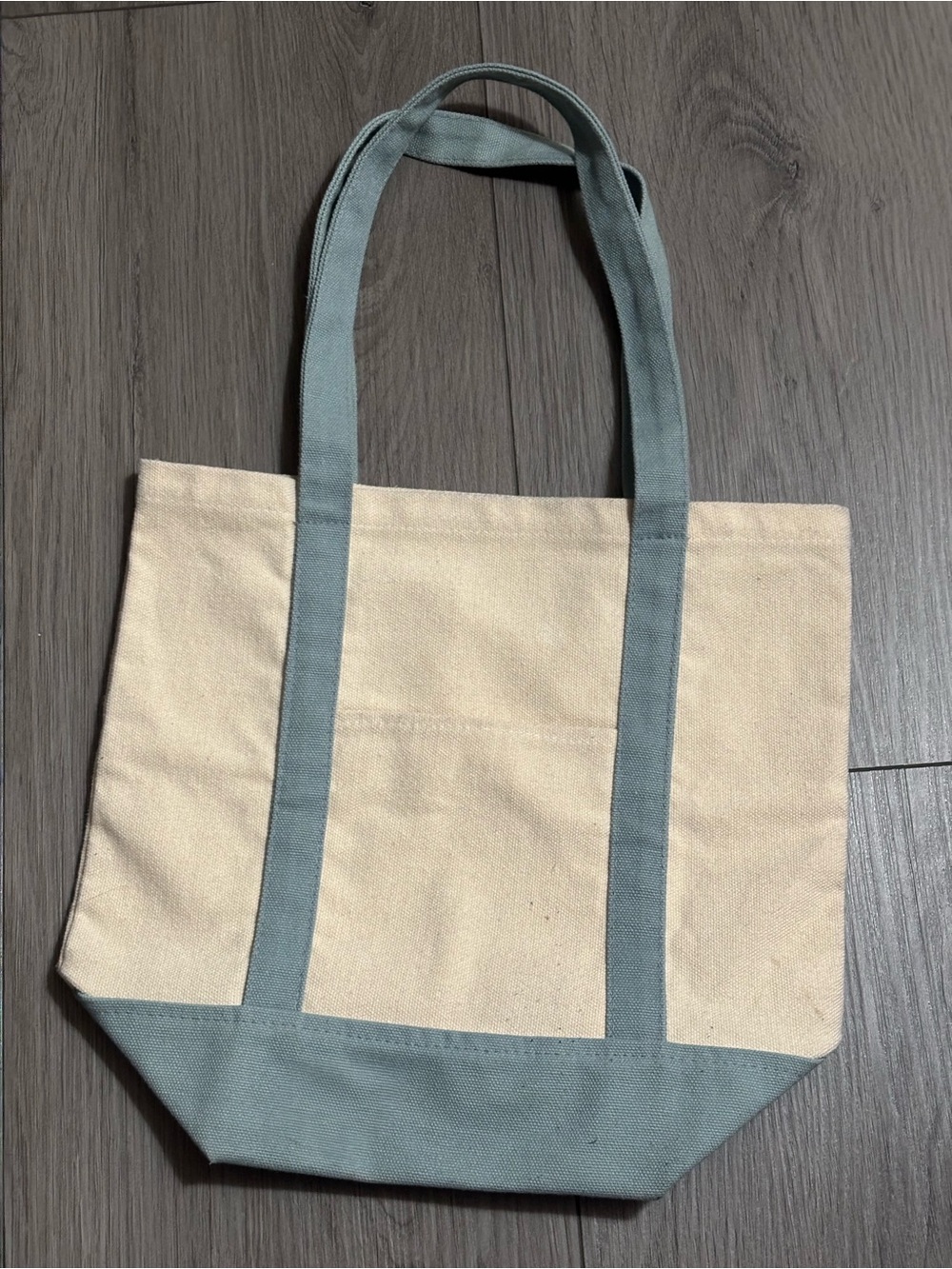Canvas Two-Tone Tote Bag in Cream and Dusty Blue